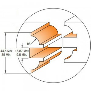 Комплект фрез для дверной обвязки (48-60 мм; R 8 мм; хвостовик 12 мм) CMT 955.806.11