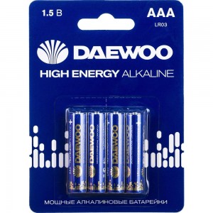 Алкалиновая батарейка Daewoo LR03 HIGH ENERGY Alkaline BL-4 5030381