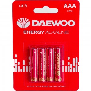 Алкалиновая батарейка DAEWOO LR03 ENERGY Alkaline 2021 BL-4 5029903
