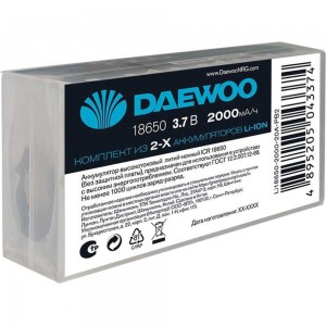 Аккумулятор DAEWOO 18650 2000мАч 20А Box-2 Li-Ion 5043374
