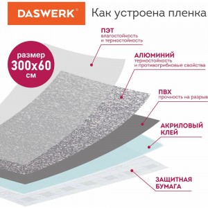 Самоклеящаяся пленка DASWERK (алюминиевая защитная фольга для кухни и дома; 0,6x3 м; серебро; узор) 607846