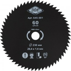 Диск для триммера (230х25.4 мм; 60 зубьев) DDE 645-501