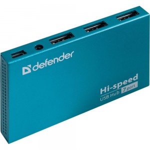 Универсальный USB разветвитель Defender Septima Slim USB2.0, 7 портов, блок питания 2A 83505