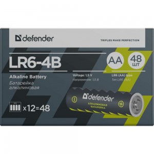 Алкалиновая батарейка Defender LR6-4B AA, в блистере 4 шт 56012