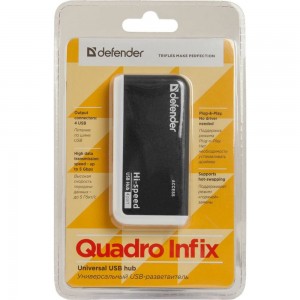 Универсальный USB разветвитель Defender Quadro Infix USB2.0, 4 порта 83504