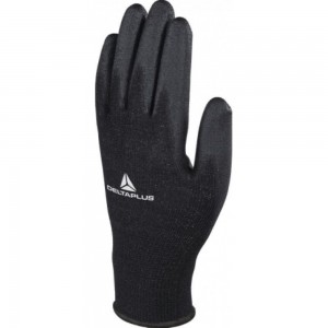 Полиэстеровые перчатки с полиуретановым покрытием Delta Plus VE702PN цвет черный, р.9 VE702PN09