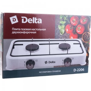 Двухконфорочная газовая плита Delta D-2206 цвет белый Р1-00009960
