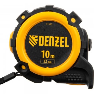 Рулетка Denzel 10 м, 32 мм, автоматическая фиксация, нейлоновое покрытие, магнит. зацеп, двухсторонняя разметка 31525