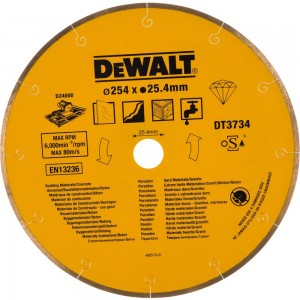 Диск алмазный по камню (254х25,4 мм) для плиткореза D24000 DeWALT DT 3734