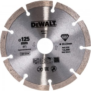 Диск алмазный сегментированный для УШМ универсальный (125х22,2 мм) DeWALT DT 3711