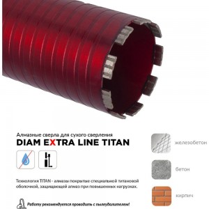 Сверло алмазное САСС Extra Line Titan (62x300 мм; 4 сегмента; 1 1/4UNC) Diam 313023