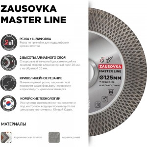 Круг алмазный по керамограниту ZAUSOVKA Master Line 125x1.9x20/10x22.2 мм Diam 000696