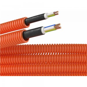 Гибкая гофрированная труба с кабелем DKC ПНД, д16мм, цвет оранжевый, 3x1,5, ВВГнг-LS, РЭК, ГОСТ+, 50м 7L91650