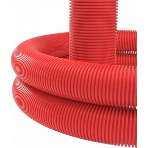 Гибкая двустенная труба для кабельной канализации DKC диаметр 200мм, цвет красный, 35м, с протяжкой 121920