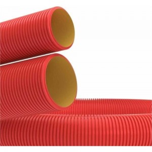 Гибкая двустенная труба для кабельной канализации DKC диаметр 200мм, цвет красный, 35м, с протяжкой 121920