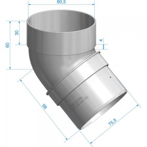 Колено DOCKE STANDARD (80 мм; 45 градусов; серый 7024) PVTL-1045