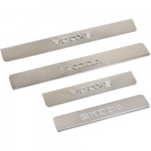 Накладки внутренних порогов DolleX SKODA Fabia, Octavia, Roomster нержавеющая сталь к-т 4 шт. NPS-041