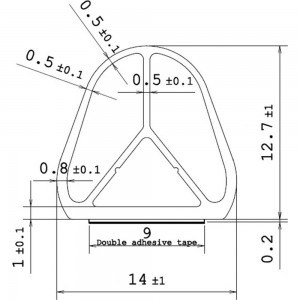 Комплект дверного D-образного уплотнителя DOORLOCK (3шт по 2100 мм, 14х12,7 мм) 82311