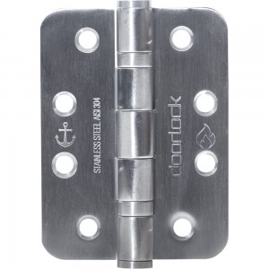 Дверные карточные скругленные петли Doorlock DL H102/76/2B/R/SSS (2 шт, матовая нержавеющая сталь, 102x76x3 мм) 74075