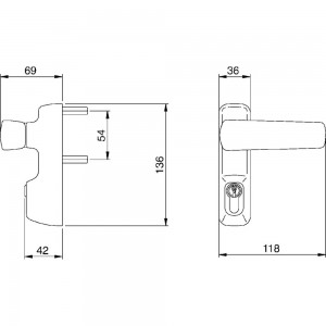 Внешняя нажимная ручка для противопожарных дверей Doorlock DL PD900FR/H1, черная, с цилиндром, толщина двери до 105 мм 75441