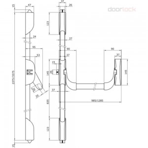Нажимной механизм-защелка для противопожарных и наружных дверей Doorlock DL PD900FR 75438