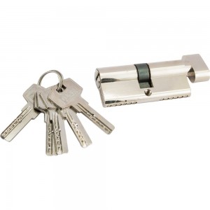 Цилиндр замка DORF ключ/барашек, компьютерный, 5 ключей, никель, 35х35 мм 00-00005744