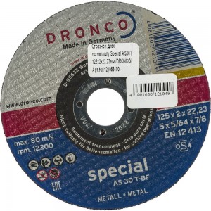 Диск отрезной по металлу Special AS30T (125x2x22.23 мм) DRONCO 1121055100