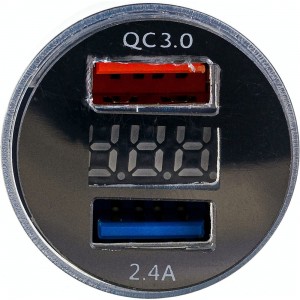 Автомобильное зарядное устройство для телефона и гаджетов DSV USB с вольтметром R77005