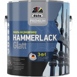Эмаль на ржавчину Dufa Premium HAMMERLACK гладкая, RAL 6005 зеленый мох 2,5 л Н0000004957