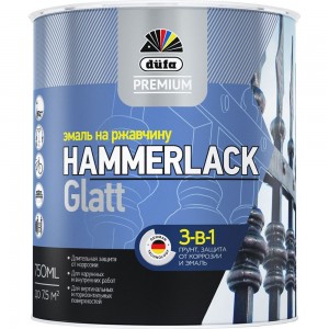 Эмаль на ржавчину Dufa Premium HAMMERLACK гладкая, RAL 9006 серебристый 750 мл Н0000007178