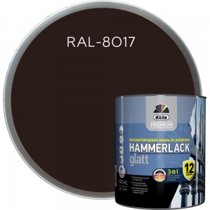 Эмаль Dufa Hammerlack Premium на ржавчину, гладкая, шоколад RAL-8017, 0.5 л МП00-010414