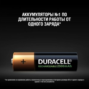 Аккумуляторные батареи Duracell HR6-4BL 2400mAh/2500mAh предзаряженные 4шт Б0014863