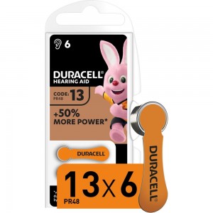 Батарейки Duracell, Hearing Aid для слуховых аппаратов в размере 13, 6шт Б0039180