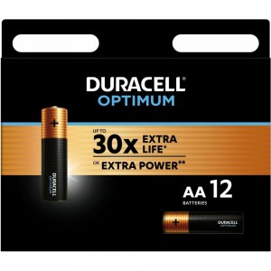 Батарейки Duracell Optimum щелочные, размера АА, 12 шт., Б0056028