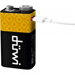Аккумулятор duwi USB-С, тип Крона Li-ion, 9В, 450мАч, 1шт, кабель для зарядки 62014 3