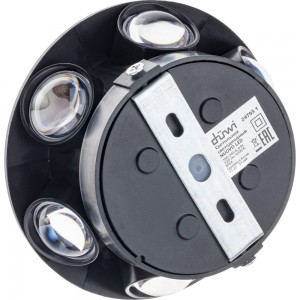 Настенный накладной светильник duwi NUOVO LED 8Вт ABS пластик 3000К IP 54 черный 6 лучей 24792 4