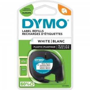 Лента Dymo S0721610 для LetraTag 12 мм, 4 м, пластиковая, белая, в блистере DYMO91221