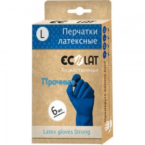 Хозяйственные латексные перчатки EcoLat 6 шт./уп., размер L 72326/L