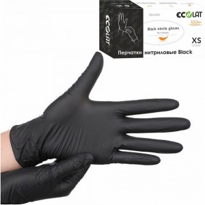 Нитриловые перчатки EcoLat Black 100 шт./уп. размер S, 3740/S