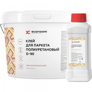 Полиуретановый клей ECOROOM 2К D-90 для паркета, 10 кг, комплект из 2-х частей: А+Б Е-PUКлей -14488