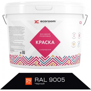 Фасадная резиновая краска ECOROOM RAL 9005 черный, 14 кг Е-Кр -119/9005