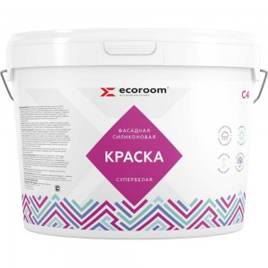 Силиконовая краска ECOROOM для фасадных работ, белый, 14 кг Е-Кр-3681/14