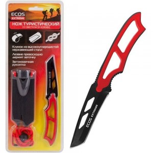 Туристический нож Ecos EX-SW-B01R со свистком в ножнах красный 325124