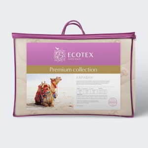 Стеганое одеяло Ecotex Караван облегченное, верблюжья шерсть, евро, 200x220 ООВТЕ