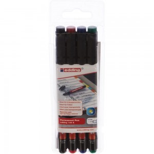 Набор маркеров для пленок и ПВХ EDDING E-140 permanent 0.3мм черный, красный, зеленый, синий 09-3995-9