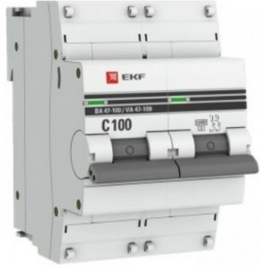 Автоматический выключатель EKF 2P 100А C 10kA ВА 47-100 PROxima SQmcb47100-2-100C-pro