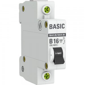 Автоматический выключатель EKF Basic ВА 47-29, 1P, 16А, B, 4,5кА, SQ mcb4729-1-16-B
