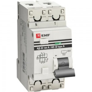 Дифференциальный автомат EKF PROxima АД-32 тип А, 1P+N, 63А/30мА, SQ DA32-63-30-a-pro