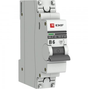 Автоматический выключатель EKF 1P 6А (В) 4,5kA ВА 47-63 PROxima mcb4763-1-06B-pro