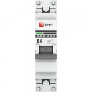 Автоматический выключатель EKF 1P 6А (В) 4,5kA ВА 47-63 PROxima mcb4763-1-06B-pro